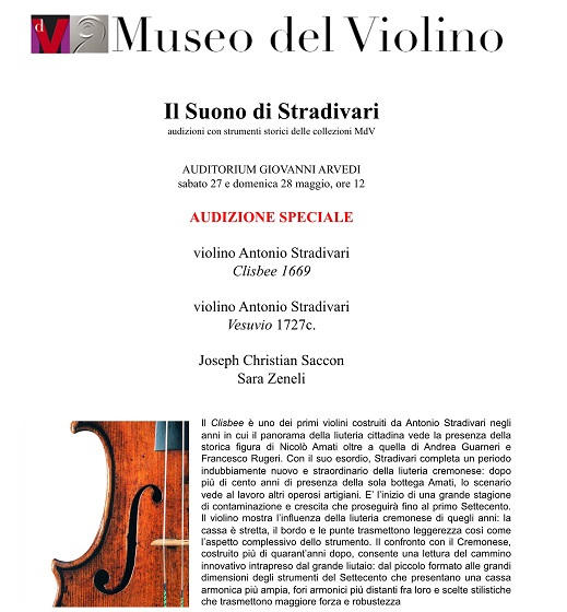 (CR) MDV) AUDIZIONE SPECIALE violino Antonio Stradivari Clisbee 1669 e